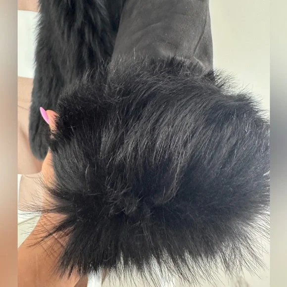 HSO Collection Black dyed Shearling Lamb Fur Jacket Size 6 - Picture 9 of 17